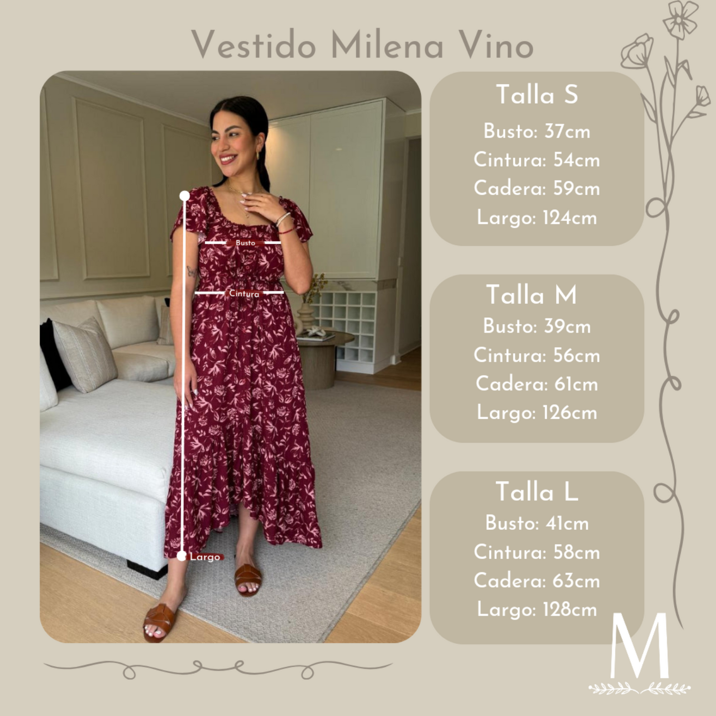 Vestido Milena vino