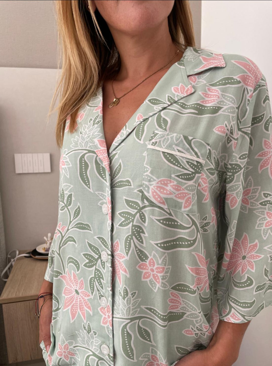 Pijama Isabella verde flores